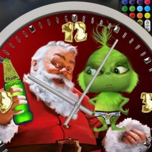 Grinch n Santa Claus 12" led wall clock
